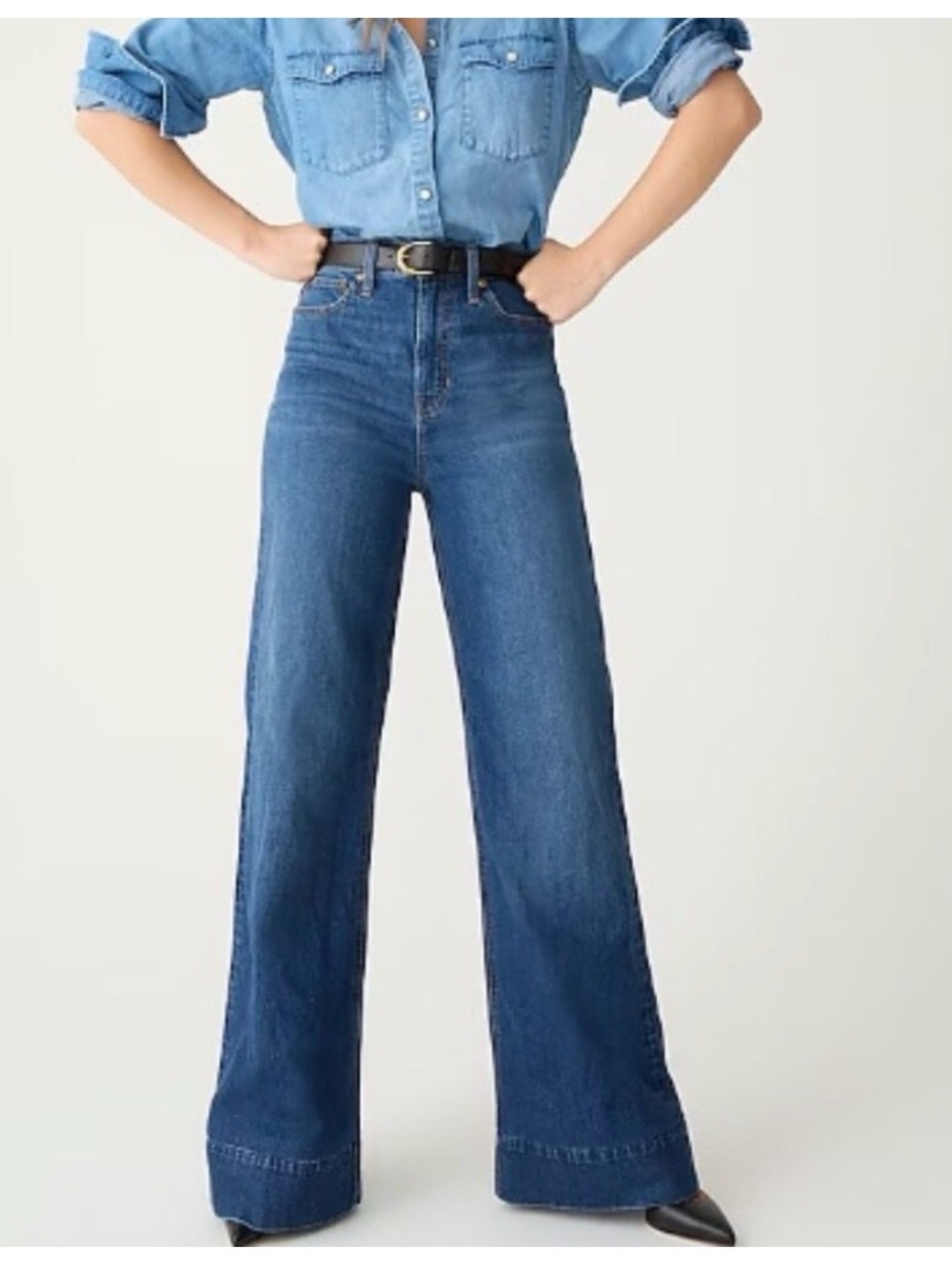 32 - J Crew Wide Leg Denim Trouser in Wesley